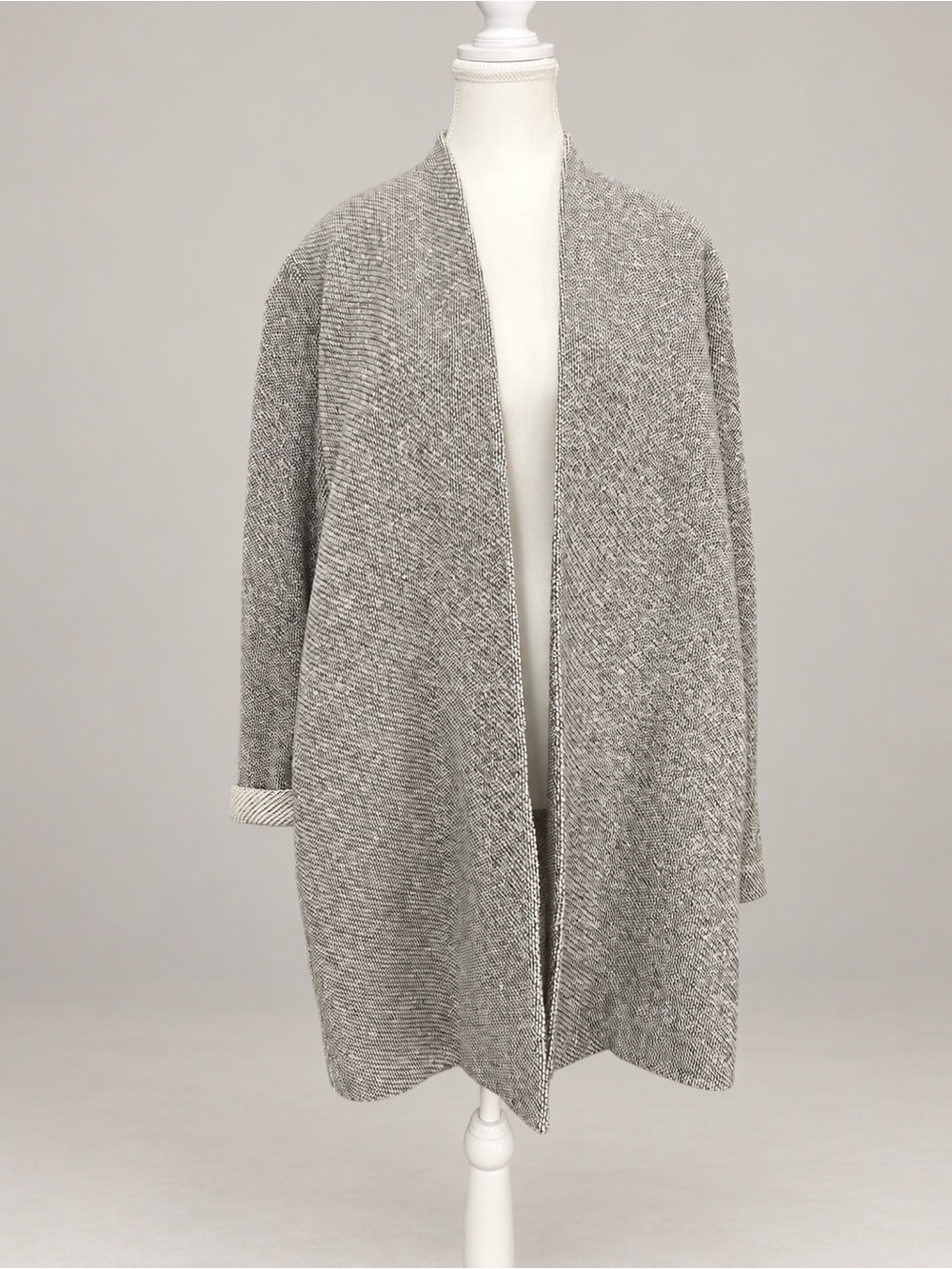 Eileen Fisher Organic Cotton Knit Long Cardigan Jacket L/G